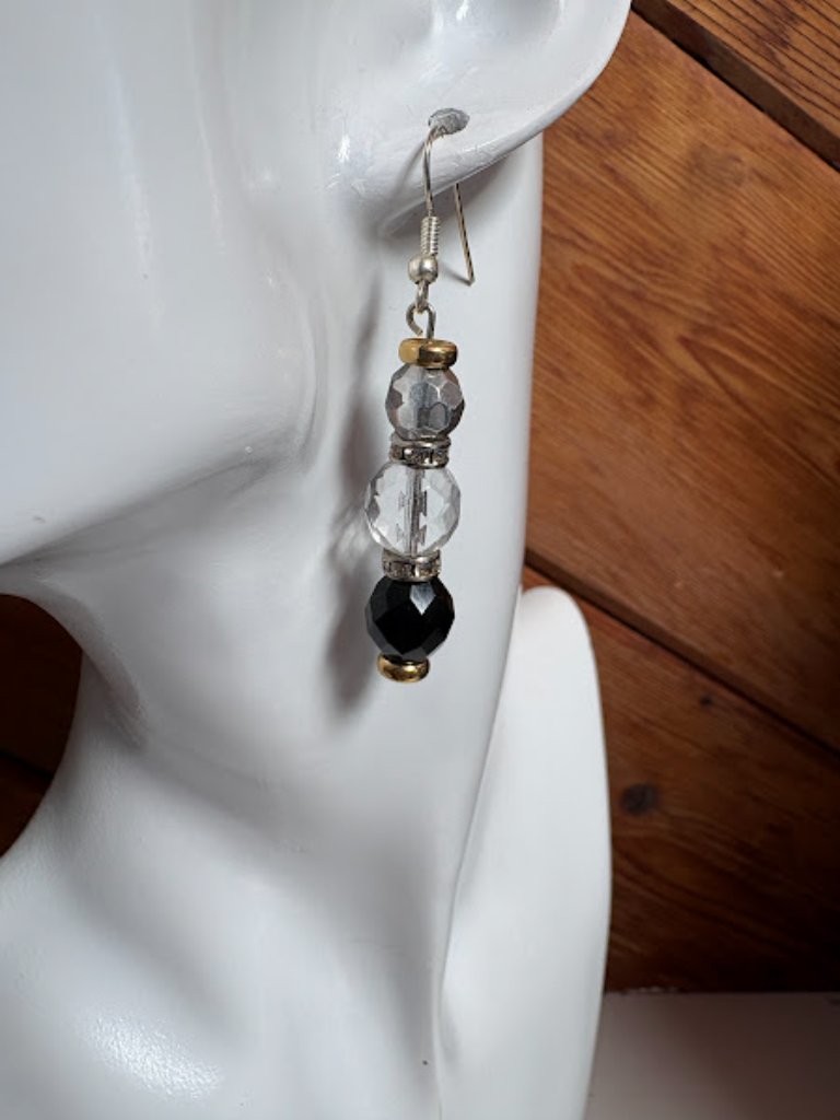 Kelly & Katie Black, Clear & Solid Beaded Dangle Earrings